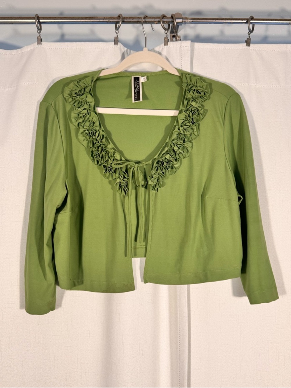 Y2K Julian Taylor Green Ruffle Tie Front Cardigan